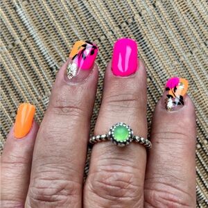 Pandora Silver Ring with Green Stone